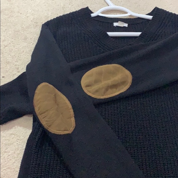Black knit sweater with brown patches - Picture 3 of 5